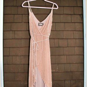 Reformation 'Anoush' blush pink midi velvet wrap dress